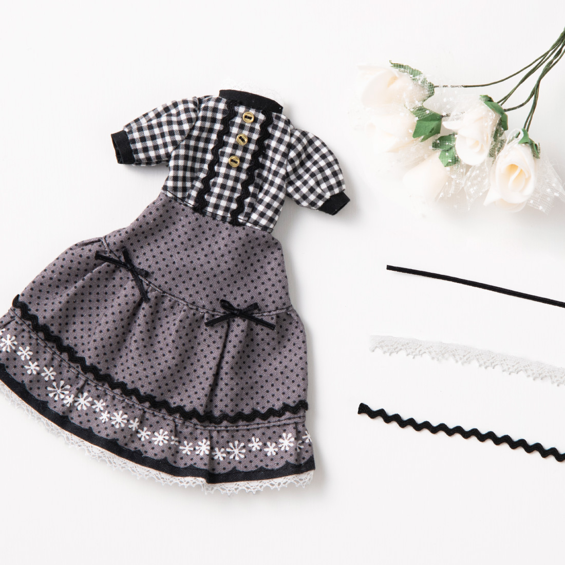 【専用】リボンドール用お洋服 商品ページ｜ドール服用 プチレース＆リボンセット ベージュ Decora